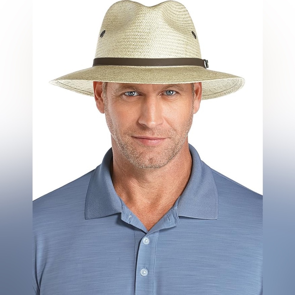 Coolibar Men’s Smartstraw UPF 50+ Packable Golf Hat—L/XL - Picture 10 of 10